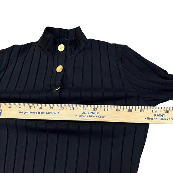 Zara Ribbed Knit Midi Dress Medium Bodycon Mock Neck Half Sleeve Preppy Classic - Picture 10 of 10